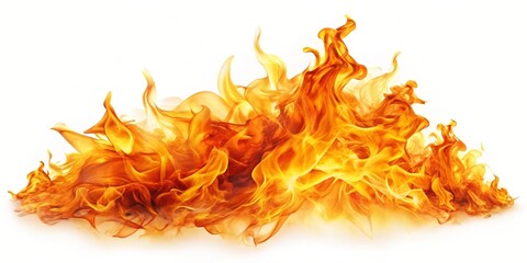 Fiery Flames Isolated on White Background