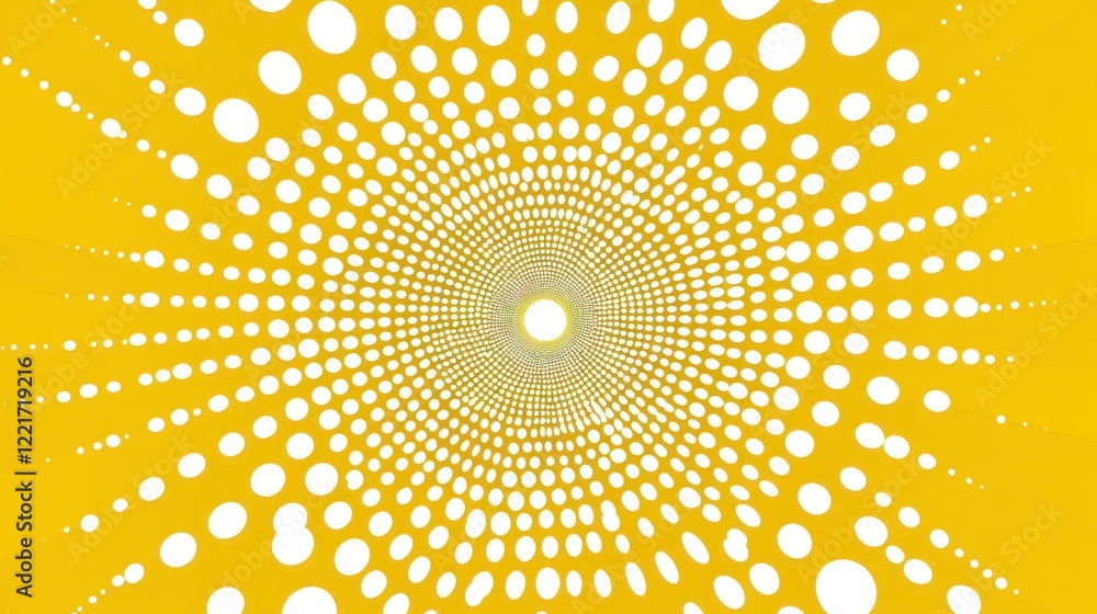 Poster a bold and dynamic comic book style background with a central circular pattern of white dots on a vi