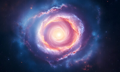 Fototapeta premium A vibrant spiral galaxy with orange and purple hues, suitable for space-themed designs, astronomy publications, or science-related projects