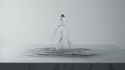 Water Drop Impact Ripple Effect on Grey Surface