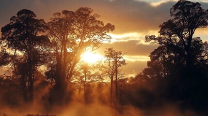 Sunrise in african forest