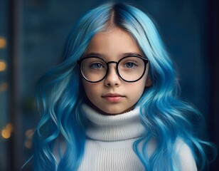 Obraz premium Mädchen mit blauem Haar
