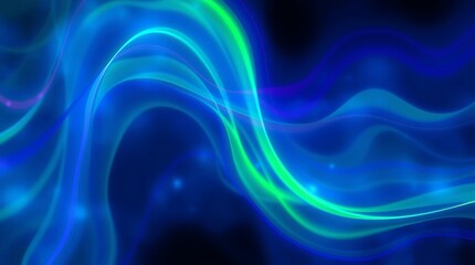 Abstract Background Featuring Dynamic Blue and Green Wavy Lines