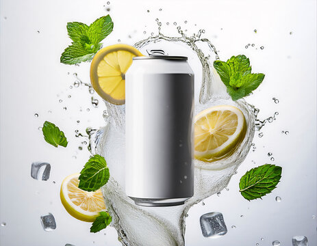Maqueta de refresco bebida con lim&oacute;n y menta