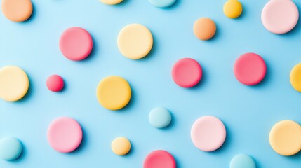 Serene Pastel Blue Background with Floating Soft Circles in Modern Style