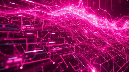 Fototapeta premium Futuristic Pink Circuit Board Design for Technology Backgrounds