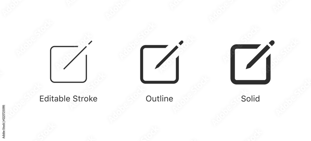 Poster edit pen icon set. pencil icon symbol, create modify pen sign button | writing, drawing, editing ico