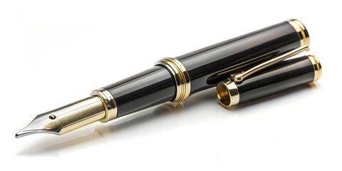 Black Fountain Pen with Gold Accents