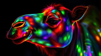 Fototapeta premium Close-up of a neon-colored cow face