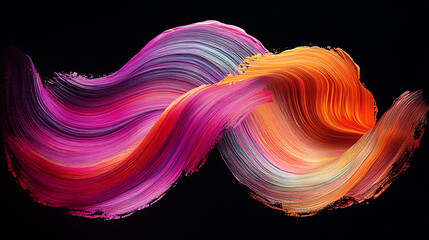 brushstrokes with gradient colors and textures, flowing on a black canvas 