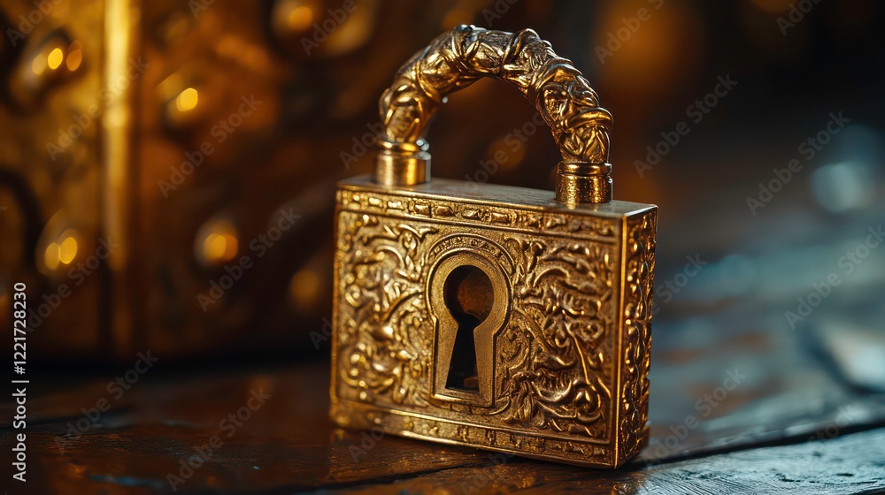 Poster a digital padlock symbolizing cybersecurity and the protection of sensitive data in a technological 