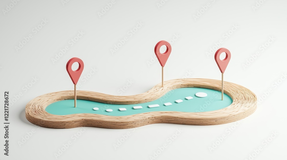 Poster business startup plan resources concept. a creative representation of a pathway with pins, symbolizi