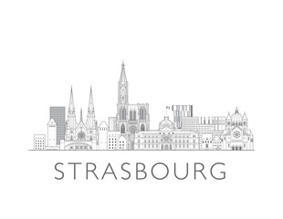 Strasbourg cityscape illustration skyline drawing