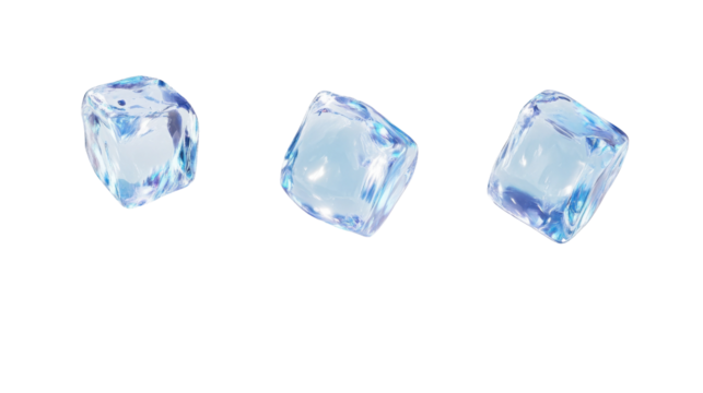 Ice cubes on transparent background