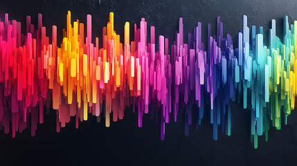 gradient brushstrokes rendered in 3D, arranged artistically against a textured black backdrop 