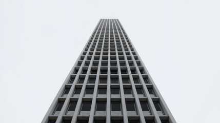 tall urban skyscraper with simple geometric structure, showcasing modern architecture against cloudy sky