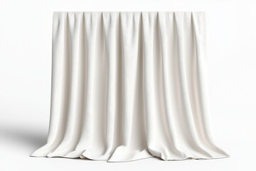 Concept of coastal relaxation with resort peace. A plain white tablecloth draped elegantly, showcasing soft folds and a subtle texture, ideal for dining settings or decoration.