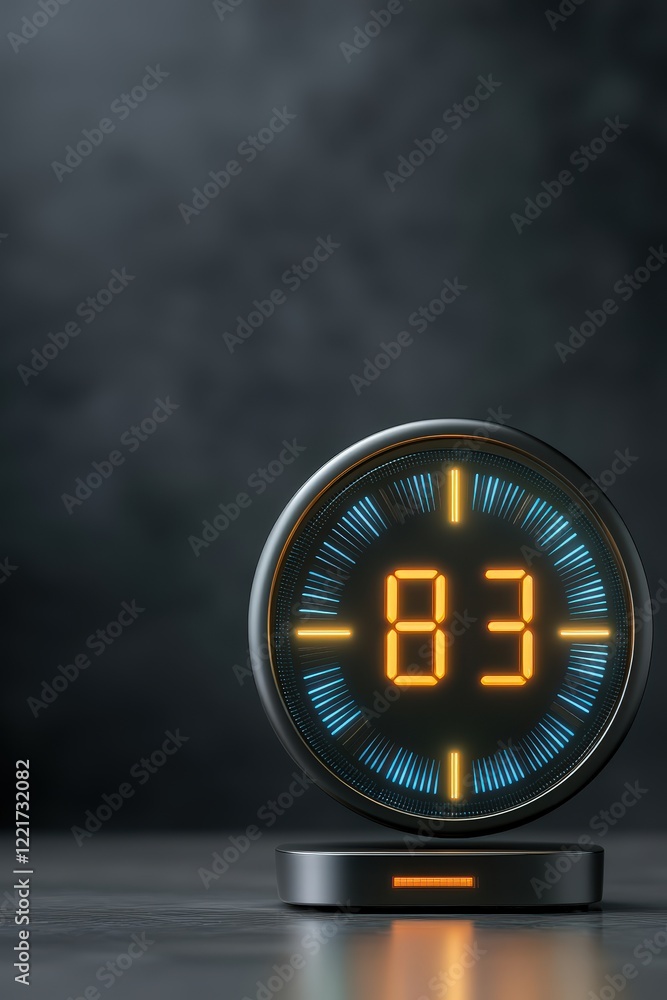 Poster abstract clock glowing with futuristic numbers.
