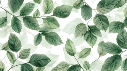 Fototapeta premium Lush green leaves, overhead studio shot, botanical background, design element