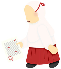 Sad Schoolgirl with a Poor Grade