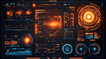 Obraz premium Futuristic interface with glowing lights and technology
