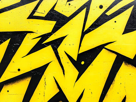 Abstract yellow black graffiti wall art texture