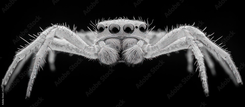 Wall mural captivating monochrome close up image of a fearsome arachnid its piercing eyes and sharp fangs conve