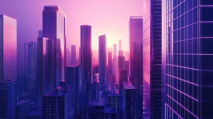 Futuristic science fiction city architecture with abstract skyscrapers