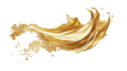 Gold paint splash on transparent background
