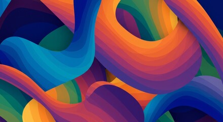 Rainbow Swirls: a vibrant, abstract composition of flowing, multi-colored forms, creating a sense of movement and energy, evoking creativity and imagination.