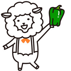 色加工ok ひつじ素材No.45 ピーマン