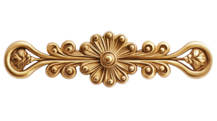 Gold floral ornament on transparent background