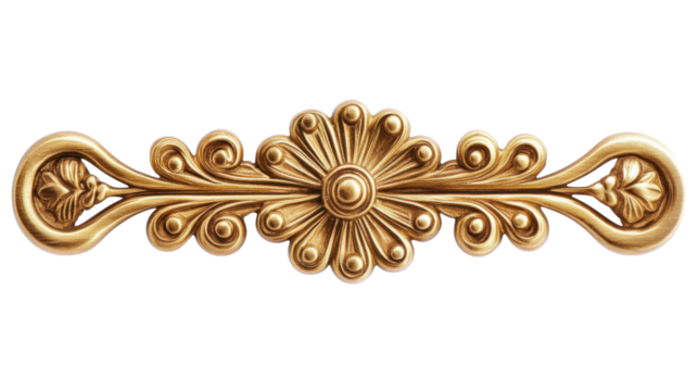 Gold floral ornament on transparent background