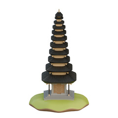 Bali Temple Front Isometric View 3D Design Element
