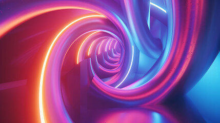 Naklejka premium A mesmerizing swirl of neon colors with soft gradients and glowing light trails, creating a dynamic abstract design