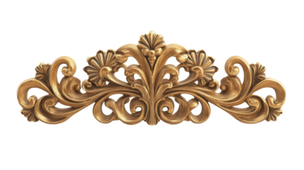 Gold floral ornament on transparent background