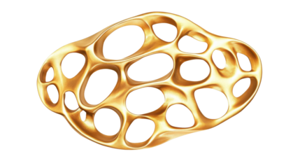 Gold floral ornament on transparent background