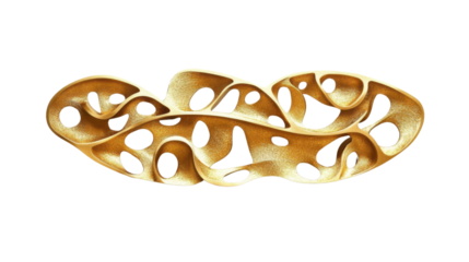 Gold floral ornament on transparent background