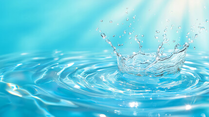 Splash of water creating ripples under sunlight