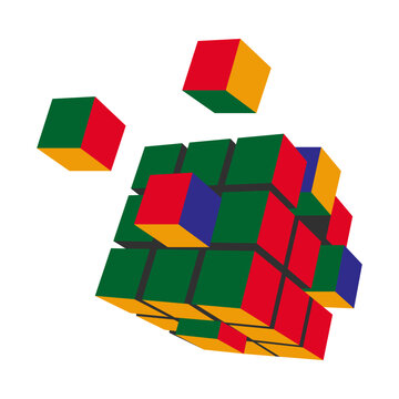 Bandung, Indonesia - Jan.27, 2025. Digital Rubik's Cube - logo. Vector illustration. Rubik's Cube is a 3D puzzle invented by Hungarian sculptor and professor of architecture Erno Rubik. 