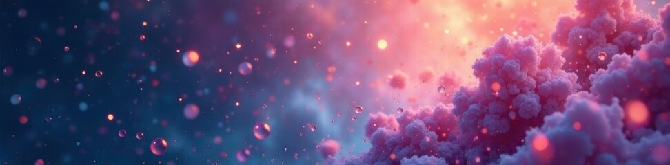 Iridescent water droplets falling from the sky, atmosphere, droplets, misty