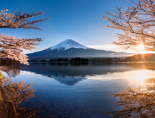 Generated image　湖面に映る逆さ富士