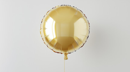 Fototapeta premium Round circle shape metallic foil balloon in gold color.