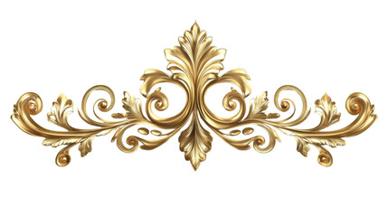 Gold floral ornament on transparent background
