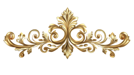Gold floral ornament on transparent background