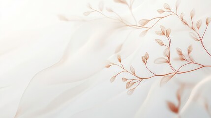 A minimalistic white background with delicate gold and rose gold abstract lines forming a continuous floral vine pattern, symbolizing growth and beauty.
