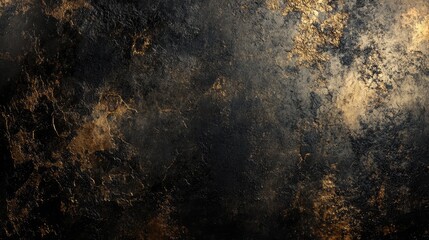 Naklejka premium Gilded elegance. Vintage marble granite artistry. Rich golden tones. Abstract surface design. Aged opulence. Dark stone art. Elegant rustic texture. Black and gold backdrop