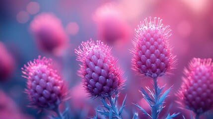Vibrant Pink Thistle Blooms in a Dreamlike Field