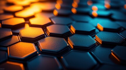 Obraz premium Futuristic Hexagonal Textures with Vibrant Lighting