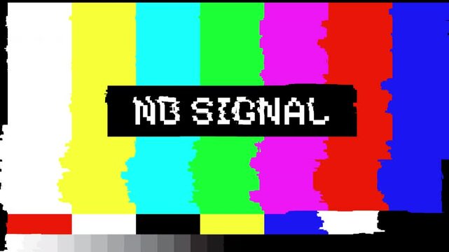 No SIgnal Television Test Pattern Stripes Glitch. 4K Video